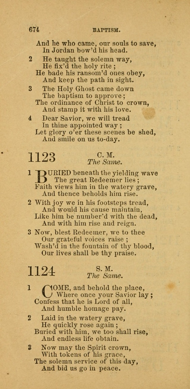 The Baptist Hymn Book: comprising a large and choice collection of psalms, hymns and spiritual songs, adapted to the faith and order of the Old School, or Primitive Baptists (2nd stereotype Ed.) page 676