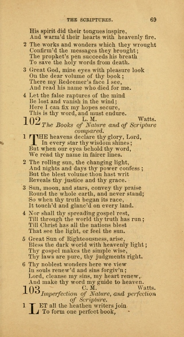 The Baptist Hymn Book: comprising a large and choice collection of psalms, hymns and spiritual songs, adapted to the faith and order of the Old School, or Primitive Baptists (2nd stereotype Ed.) page 69