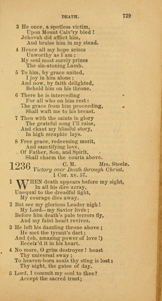 The Baptist Hymn Book: comprising a large and choice collection of psalms, hymns and spiritual songs, adapted to the faith and order of the Old School, or Primitive Baptists (2nd stereotype Ed.) page 729
