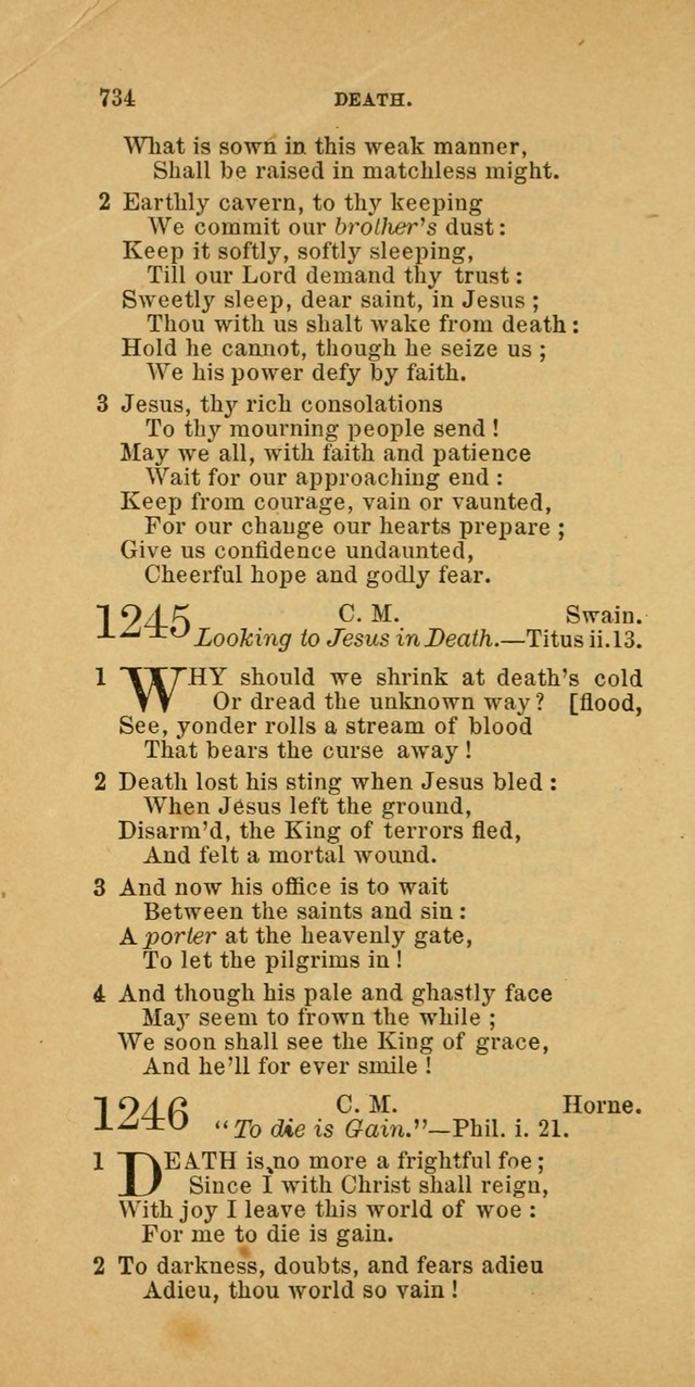 The Baptist Hymn Book: comprising a large and choice collection of psalms, hymns and spiritual songs, adapted to the faith and order of the Old School, or Primitive Baptists (2nd stereotype Ed.) page 738