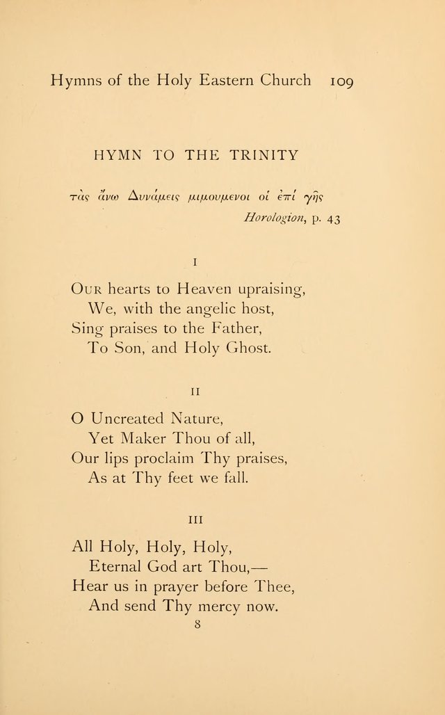 Hymns of the Holy Eastern Church: translated from the service books with introductory chapters on the history, doctrine, and worship of the church page 109