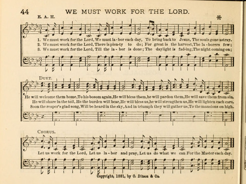 The Beacon Light: a collection of Hymns and Tunes for Sunday School page 44
