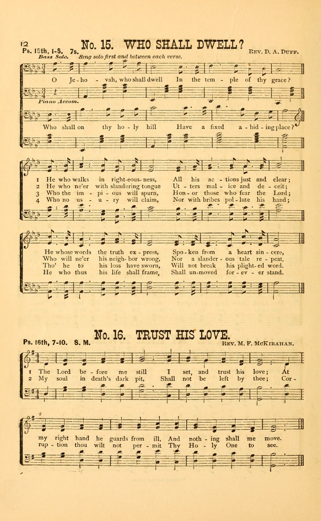 Bible Songs: consisting of selections from the psalms, set to music, suitable for Sabbath Schools, Prayer Meetings, etc. page 12