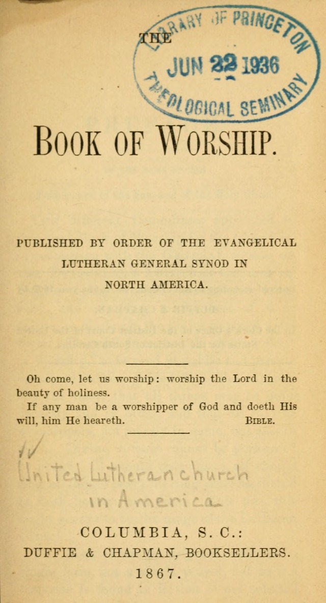 The Book of Worship page 1