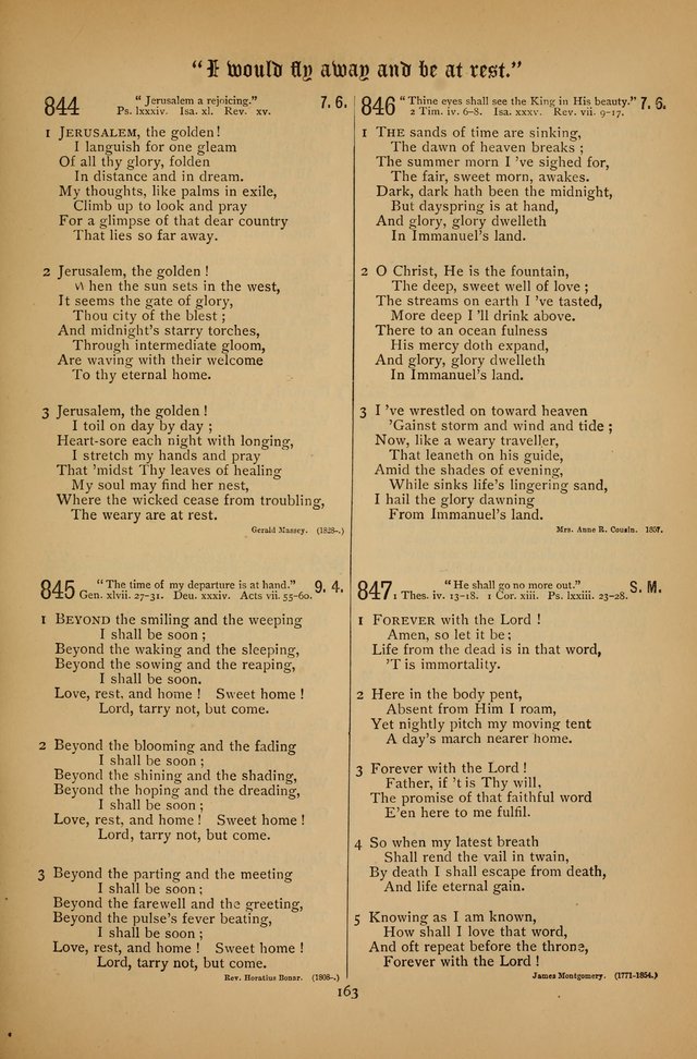 The Clifton Chapel Collection of "Psalms, Hymns, and Spiritual Songs": for public, social and family worship and private devotions at the Sanitarium, Clifton Springs, N. Y. page 163