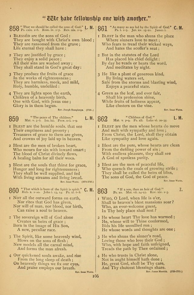 The Clifton Chapel Collection of "Psalms, Hymns, and Spiritual Songs": for public, social and family worship and private devotions at the Sanitarium, Clifton Springs, N. Y. page 166