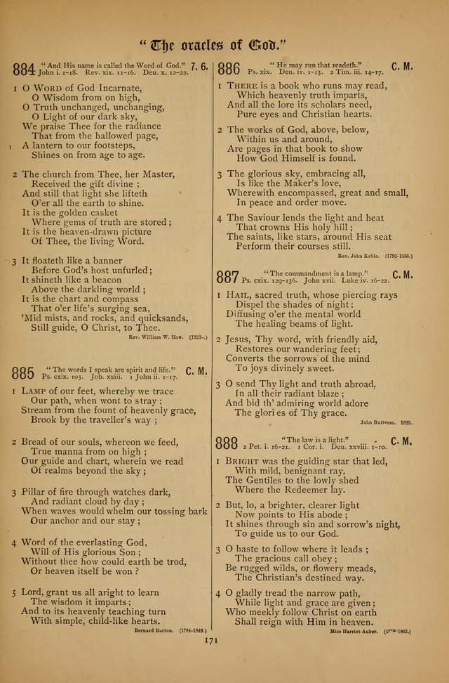 The Clifton Chapel Collection of "Psalms, Hymns, and Spiritual Songs": for public, social and family worship and private devotions at the Sanitarium, Clifton Springs, N. Y. page 171