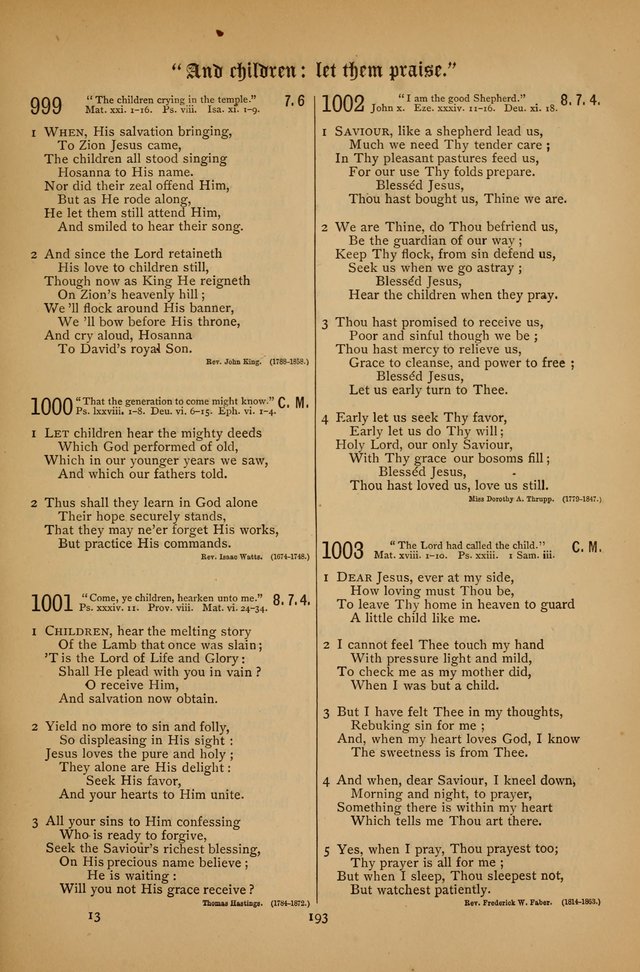 The Clifton Chapel Collection of "Psalms, Hymns, and Spiritual Songs": for public, social and family worship and private devotions at the Sanitarium, Clifton Springs, N. Y. page 193