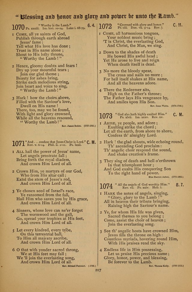 The Clifton Chapel Collection of "Psalms, Hymns, and Spiritual Songs": for public, social and family worship and private devotions at the Sanitarium, Clifton Springs, N. Y. page 207