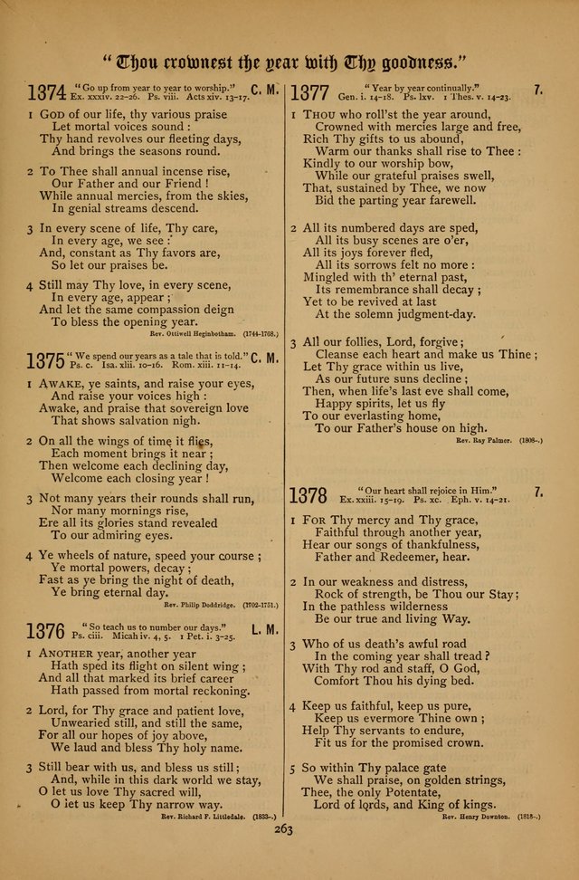 The Clifton Chapel Collection of "Psalms, Hymns, and Spiritual Songs": for public, social and family worship and private devotions at the Sanitarium, Clifton Springs, N. Y. page 263