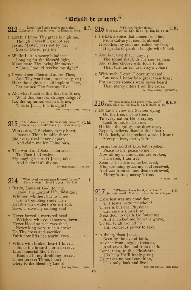 The Clifton Chapel Collection of "Psalms, Hymns, and Spiritual Songs": for public, social and family worship and private devotions at the Sanitarium, Clifton Springs, N. Y. page 39