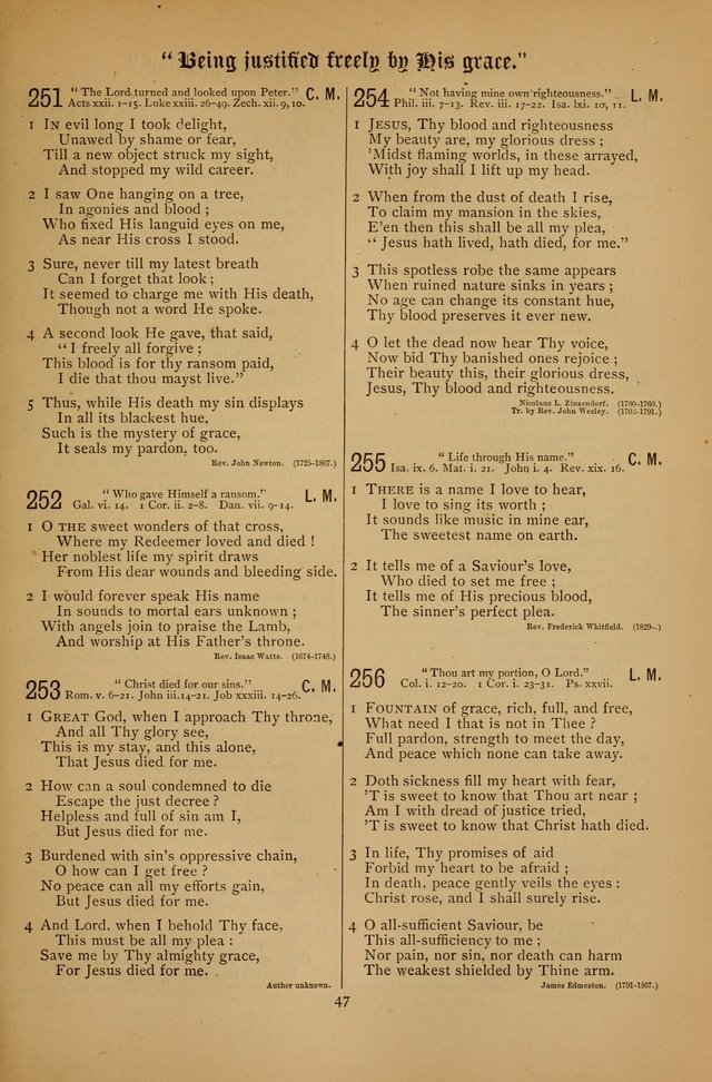 The Clifton Chapel Collection of "Psalms, Hymns, and Spiritual Songs": for public, social and family worship and private devotions at the Sanitarium, Clifton Springs, N. Y. page 47