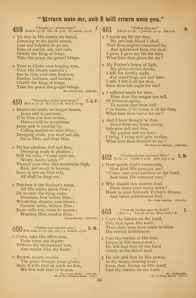 The Clifton Chapel Collection of "Psalms, Hymns, and Spiritual Songs": for public, social and family worship and private devotions at the Sanitarium, Clifton Springs, N. Y. page 86