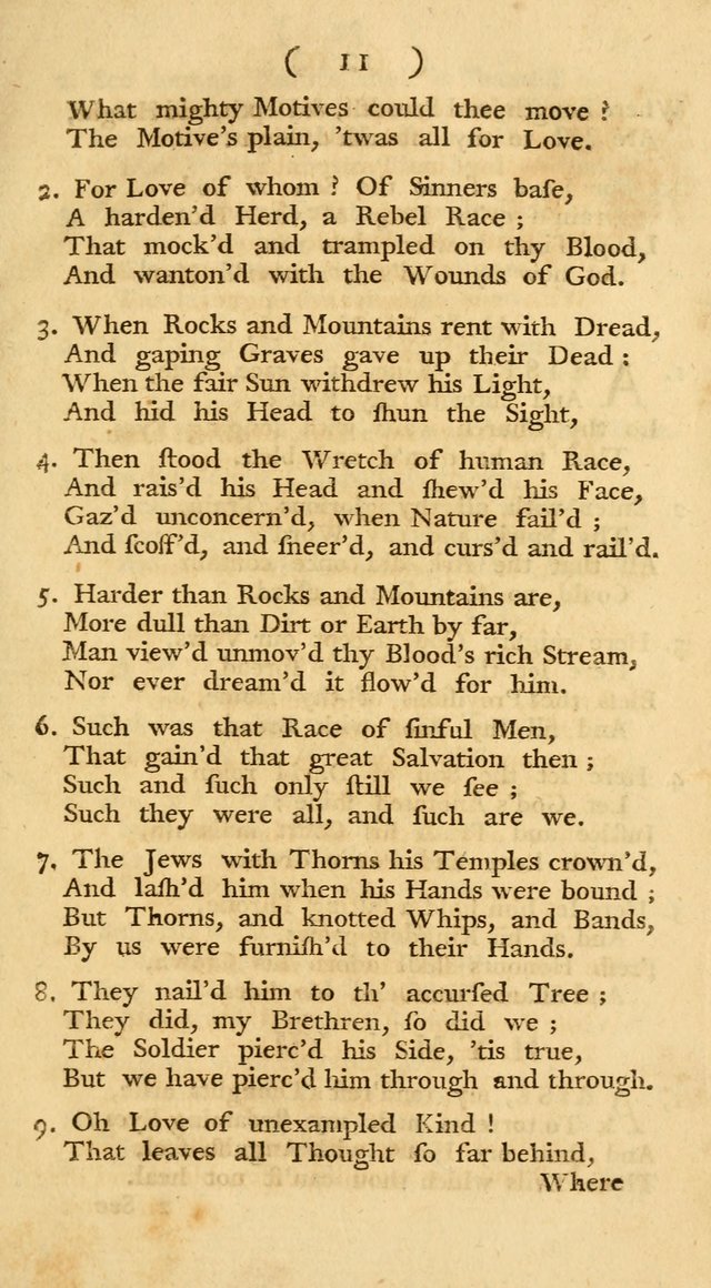 The Christians Duty, exhibited, in a series of Hymns: collected from various authors, designed for the worship of God, and for the edification of Christians (1st Ed.) page 11