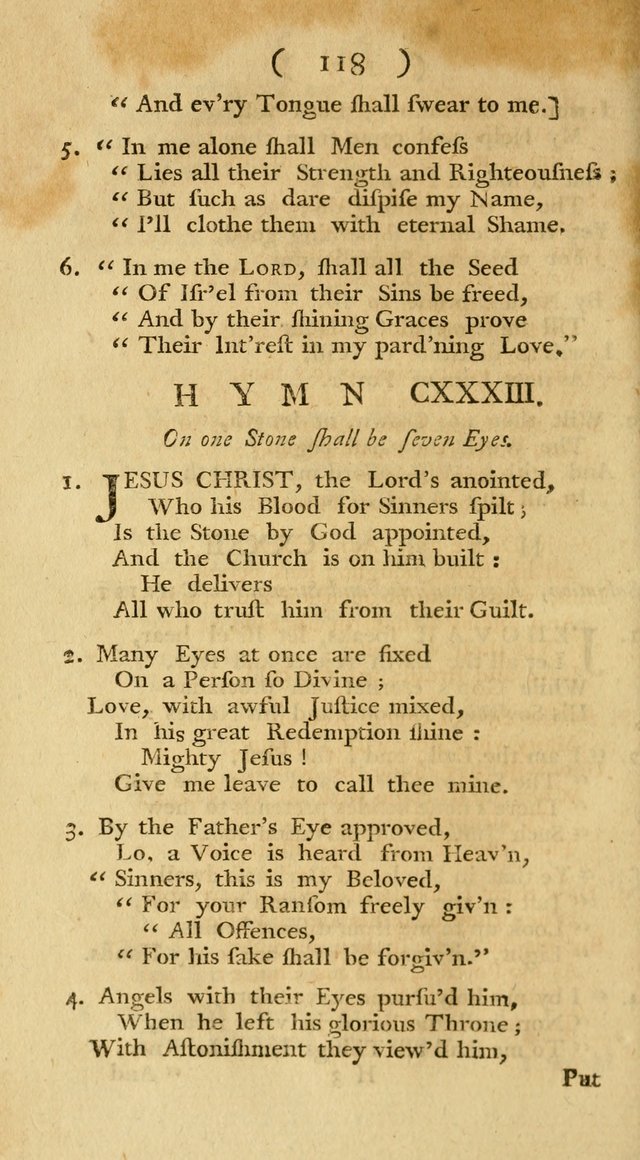 The Christians Duty, exhibited, in a series of Hymns: collected from various authors, designed for the worship of God, and for the edification of Christians (1st Ed.) page 118