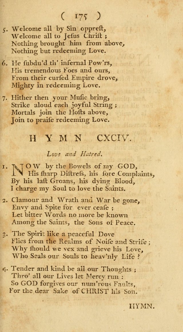 The Christians Duty, exhibited, in a series of Hymns: collected from various authors, designed for the worship of God, and for the edification of Christians (1st Ed.) page 175