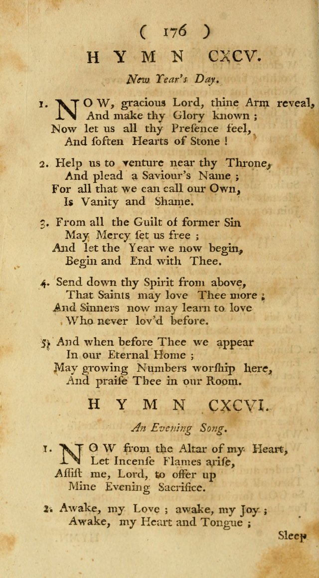The Christians Duty, exhibited, in a series of Hymns: collected from various authors, designed for the worship of God, and for the edification of Christians (1st Ed.) page 176