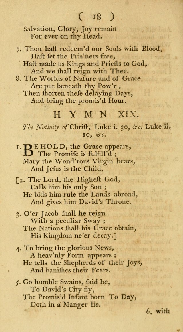 The Christians Duty, exhibited, in a series of Hymns: collected from various authors, designed for the worship of God, and for the edification of Christians (1st Ed.) page 18