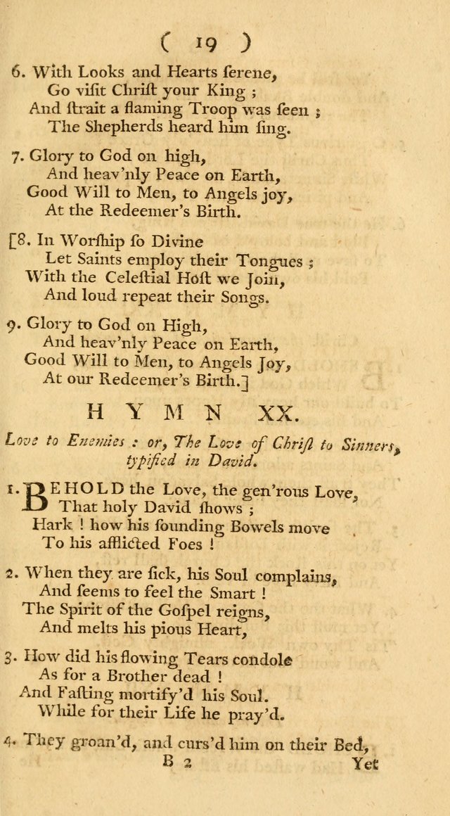 The Christians Duty, exhibited, in a series of Hymns: collected from various authors, designed for the worship of God, and for the edification of Christians (1st Ed.) page 19