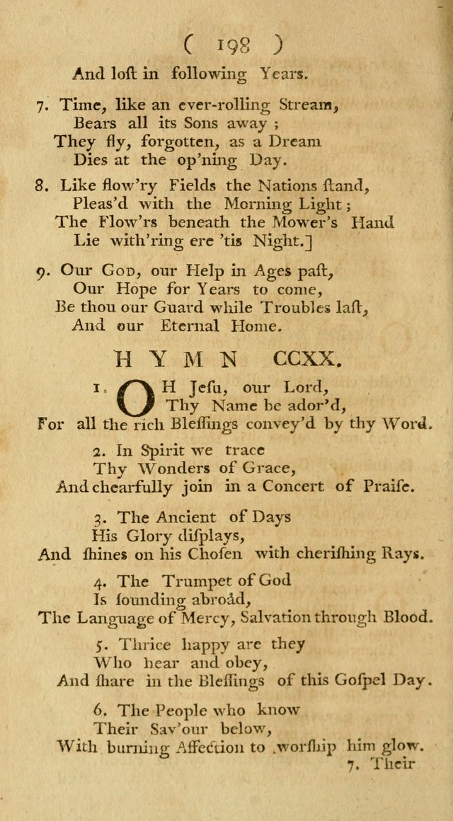 The Christians Duty, exhibited, in a series of Hymns: collected from various authors, designed for the worship of God, and for the edification of Christians (1st Ed.) page 198