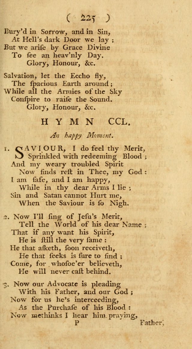 The Christians Duty, exhibited, in a series of Hymns: collected from various authors, designed for the worship of God, and for the edification of Christians (1st Ed.) page 225