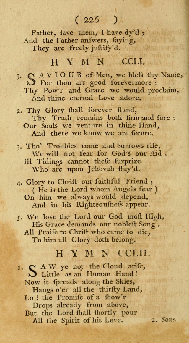 The Christians Duty, exhibited, in a series of Hymns: collected from various authors, designed for the worship of God, and for the edification of Christians (1st Ed.) page 226