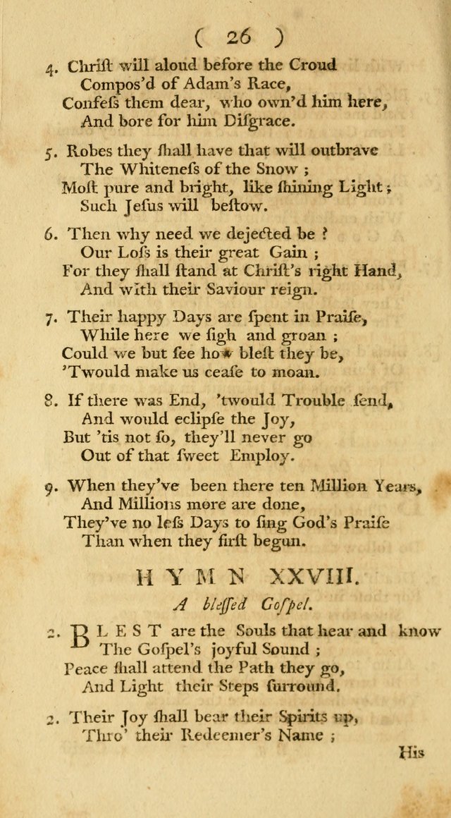 The Christians Duty, exhibited, in a series of Hymns: collected from various authors, designed for the worship of God, and for the edification of Christians (1st Ed.) page 26
