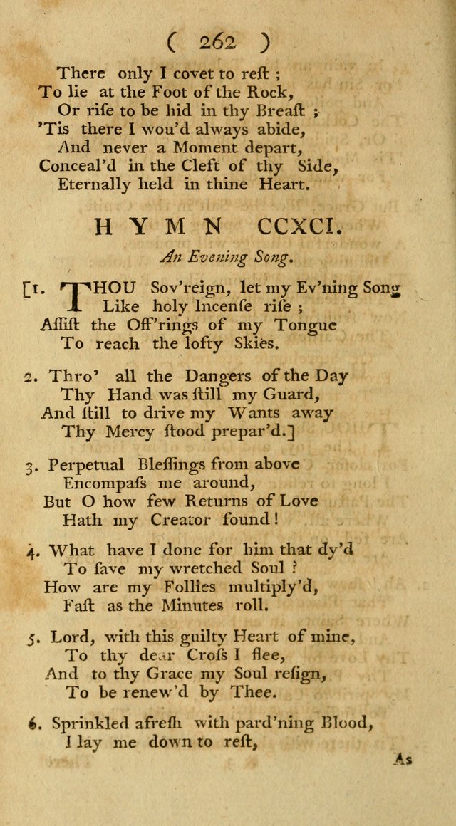 The Christians Duty, exhibited, in a series of Hymns: collected from various authors, designed for the worship of God, and for the edification of Christians (1st Ed.) page 262