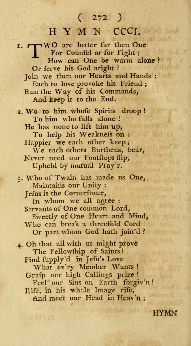 The Christians Duty, exhibited, in a series of Hymns: collected from various authors, designed for the worship of God, and for the edification of Christians (1st Ed.) page 272