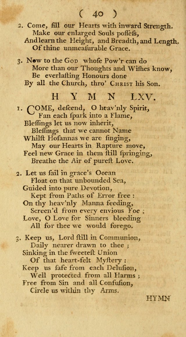 The Christians Duty, exhibited, in a series of Hymns: collected from various authors, designed for the worship of God, and for the edification of Christians (1st Ed.) page 40