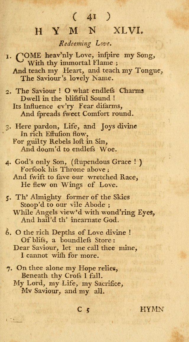 The Christians Duty, exhibited, in a series of Hymns: collected from various authors, designed for the worship of God, and for the edification of Christians (1st Ed.) page 41
