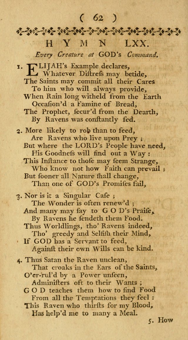 The Christians Duty, exhibited, in a series of Hymns: collected from various authors, designed for the worship of God, and for the edification of Christians (1st Ed.) page 62
