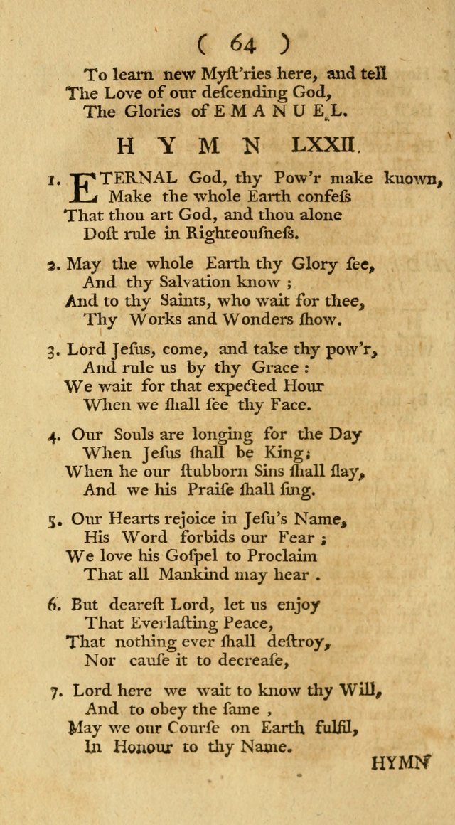 The Christians Duty, exhibited, in a series of Hymns: collected from various authors, designed for the worship of God, and for the edification of Christians (1st Ed.) page 64