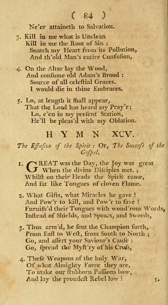 The Christians Duty, exhibited, in a series of Hymns: collected from various authors, designed for the worship of God, and for the edification of Christians (1st Ed.) page 84