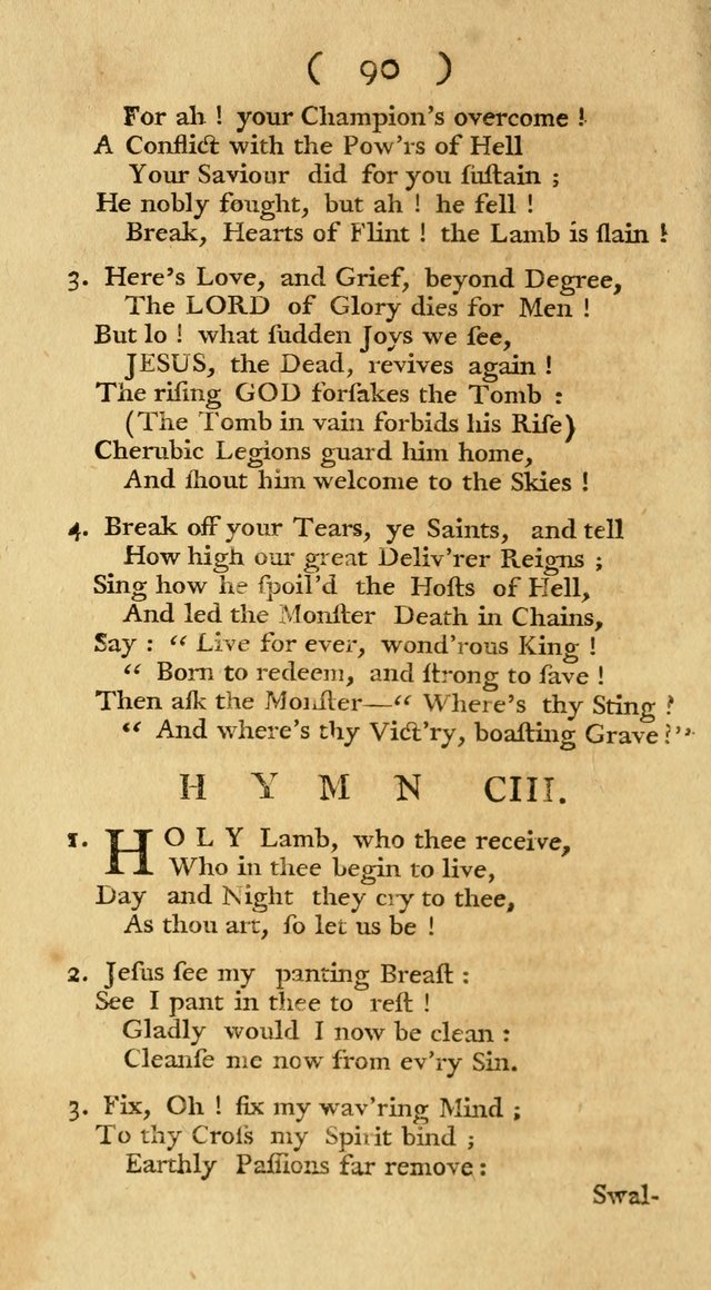The Christians Duty, exhibited, in a series of Hymns: collected from various authors, designed for the worship of God, and for the edification of Christians (1st Ed.) page 90
