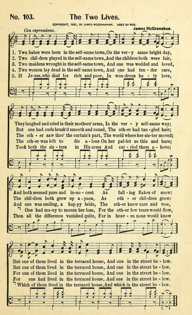 Christian Gospel Hymns: for church, Sunday school, and evangelistic meetings: contains the cream of all the old songs, and the very best of all the new page 103
