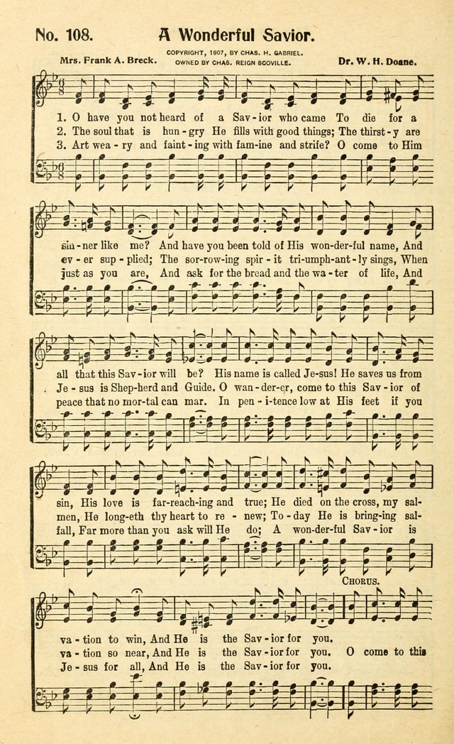 Christian Gospel Hymns: for church, Sunday school, and evangelistic meetings: contains the cream of all the old songs, and the very best of all the new page 108