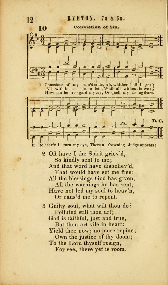 Chapel Hymns: a selection of hymns, with appropriate tunes; adapted to vestry or other social religious meetings page 12