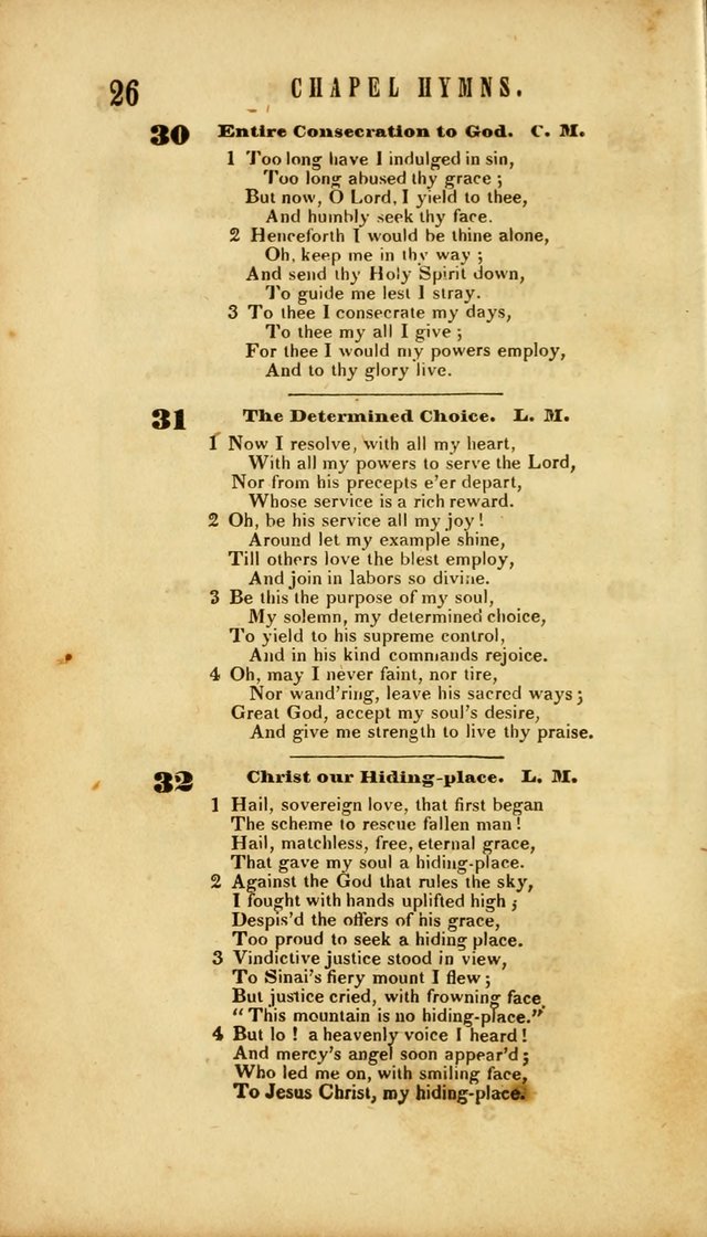 Chapel Hymns: a selection of hymns, with appropriate tunes; adapted to vestry or other social religious meetings page 26