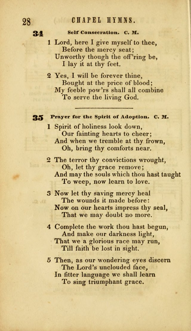 Chapel Hymns: a selection of hymns, with appropriate tunes; adapted to vestry or other social religious meetings page 28