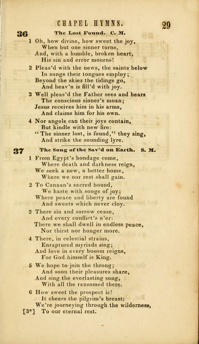 Chapel Hymns: a selection of hymns, with appropriate tunes; adapted to vestry or other social religious meetings page 29