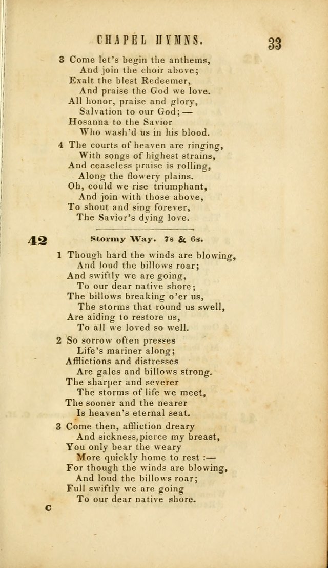 Chapel Hymns: a selection of hymns, with appropriate tunes; adapted to vestry or other social religious meetings page 33