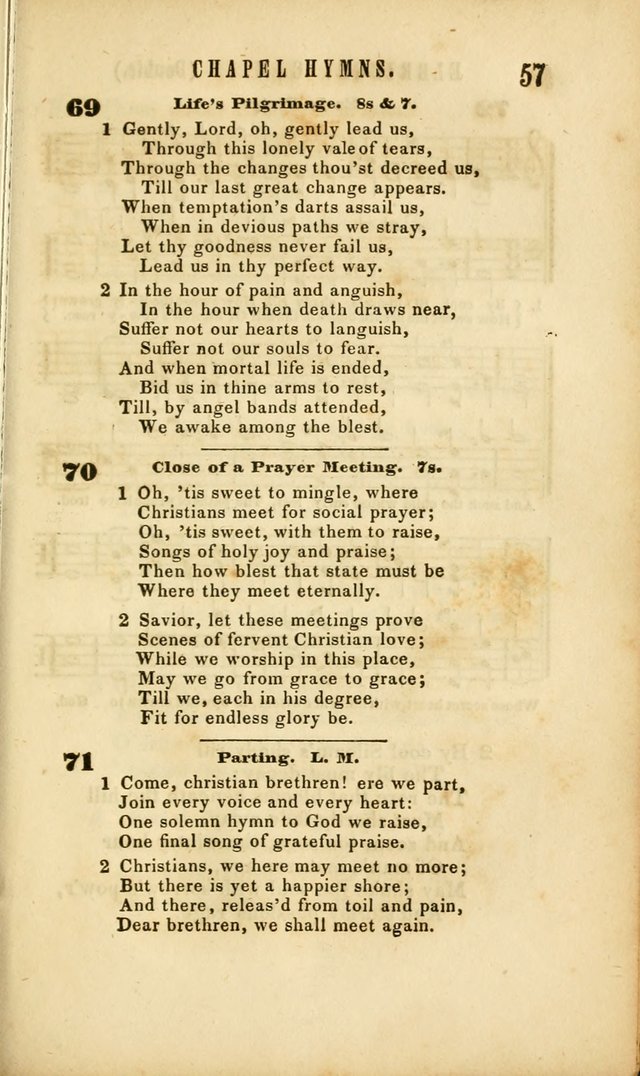 Chapel Hymns: a selection of hymns, with appropriate tunes; adapted to vestry or other social religious meetings page 57