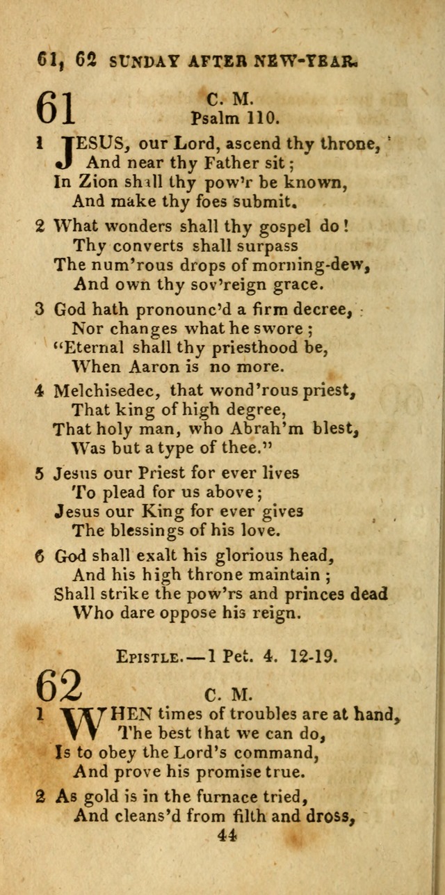 Church Hymn Book; consisting of hymns and psalms, original and selected. adapted to public worship and many other occasions. 2nd ed. page 44