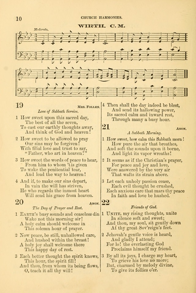Church Harmonies: a collection of hymns and tunes for the use of Congregations page 10