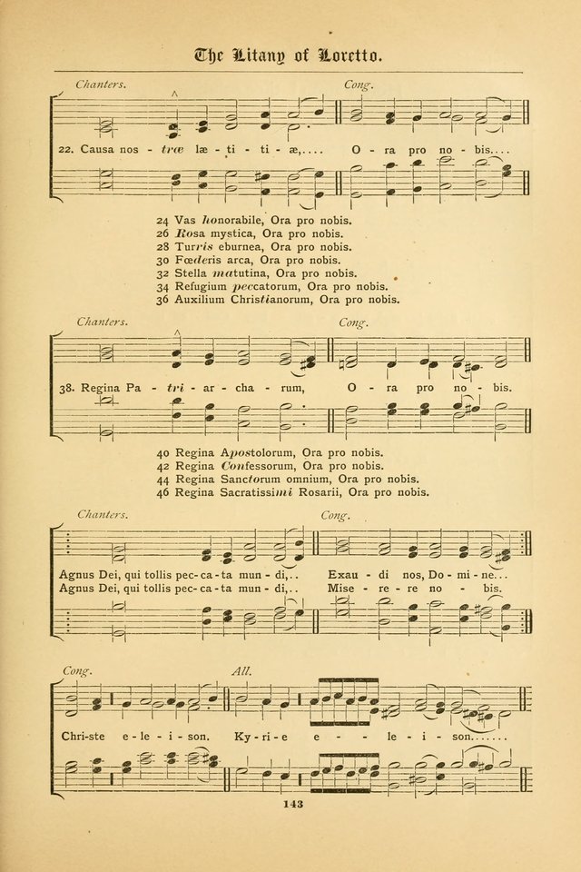 The Catholic Hymnal: containing hymns for congregational and home use, and the vesper psalms, the office of compline, the litanies, hymns at benediction, etc. page 143