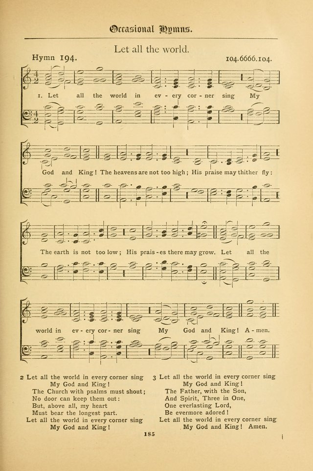 The Catholic Hymnal: containing hymns for congregational and home use, and the vesper psalms, the office of compline, the litanies, hymns at benediction, etc. page 185