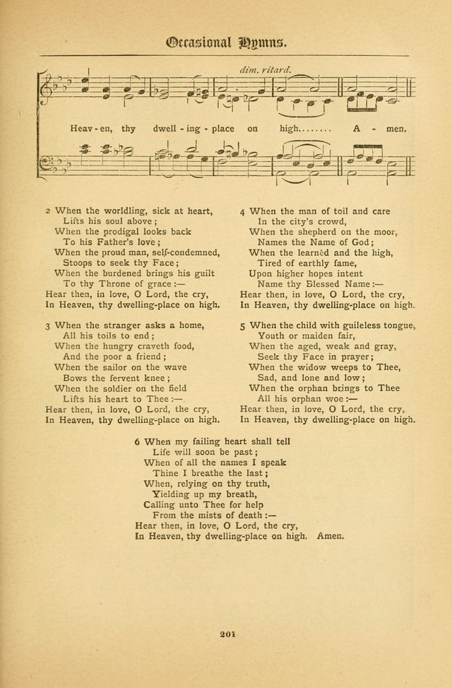 The Catholic Hymnal: containing hymns for congregational and home use, and the vesper psalms, the office of compline, the litanies, hymns at benediction, etc. page 201