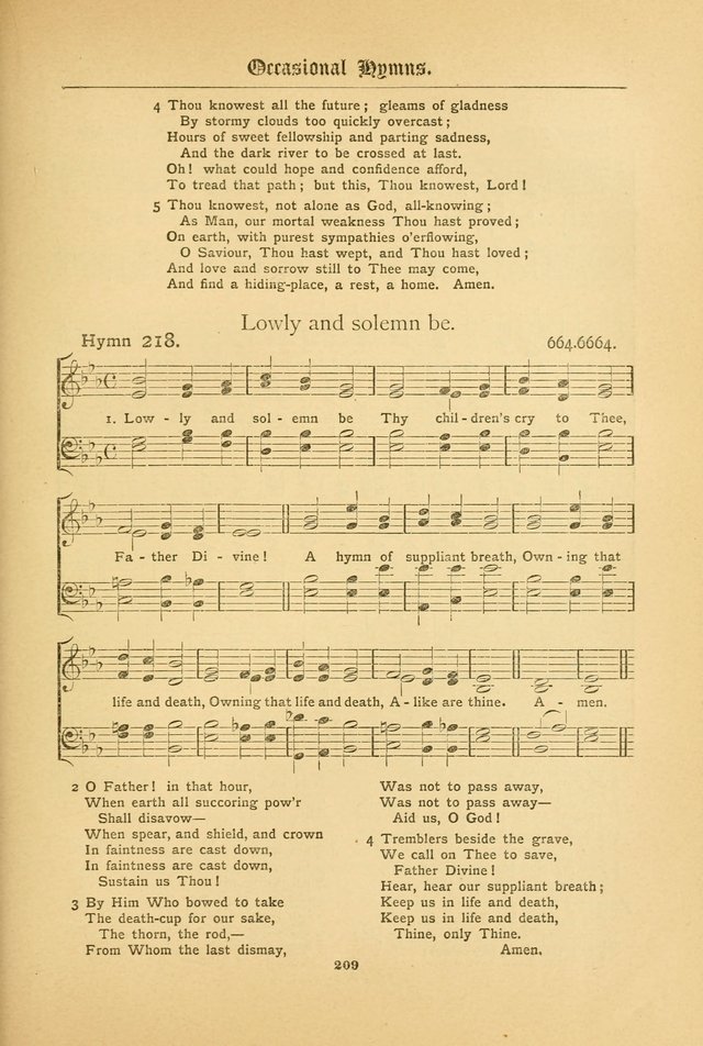 The Catholic Hymnal: containing hymns for congregational and home use, and the vesper psalms, the office of compline, the litanies, hymns at benediction, etc. page 209