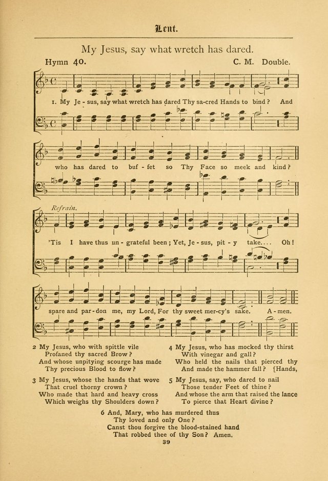 The Catholic Hymnal: containing hymns for congregational and home use, and the vesper psalms, the office of compline, the litanies, hymns at benediction, etc. page 39